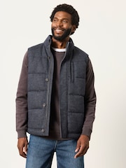 FatFace Navy Tarn Micro Check Wool Mix Gilet - Image 1 of 7