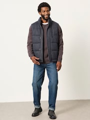FatFace Navy Tarn Micro Check Wool Mix Gilet - Image 3 of 7