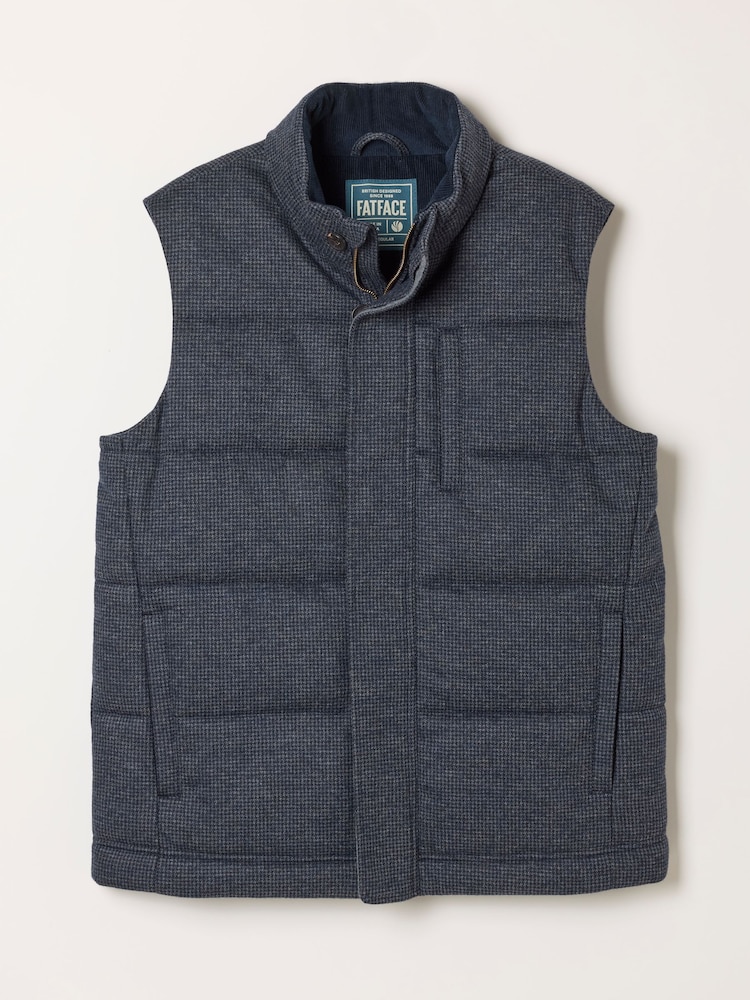 FatFace Navy Tarn Micro Check Wool Mix Gilet - Image 7 of 7