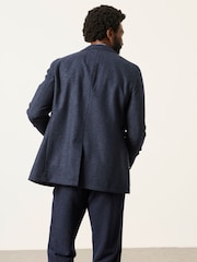 FatFace Witley Navy Wool Mix Micro Check Blazer - Image 3 of 8