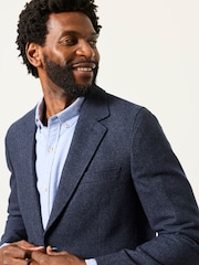 FatFace Witley Navy Wool Mix Micro Check Blazer - Image 4 of 8