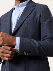 FatFace Witley Navy Wool Mix Micro Check Blazer - Image 6 of 8