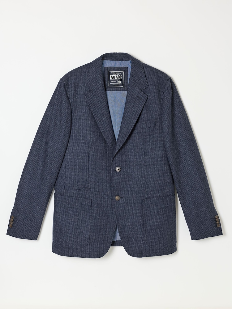 FatFace Witley Navy Wool Mix Micro Check Blazer - Image 8 of 8 FatFace Witley Navy Wool Mix Micro Check Blazer - Image 8 of 8