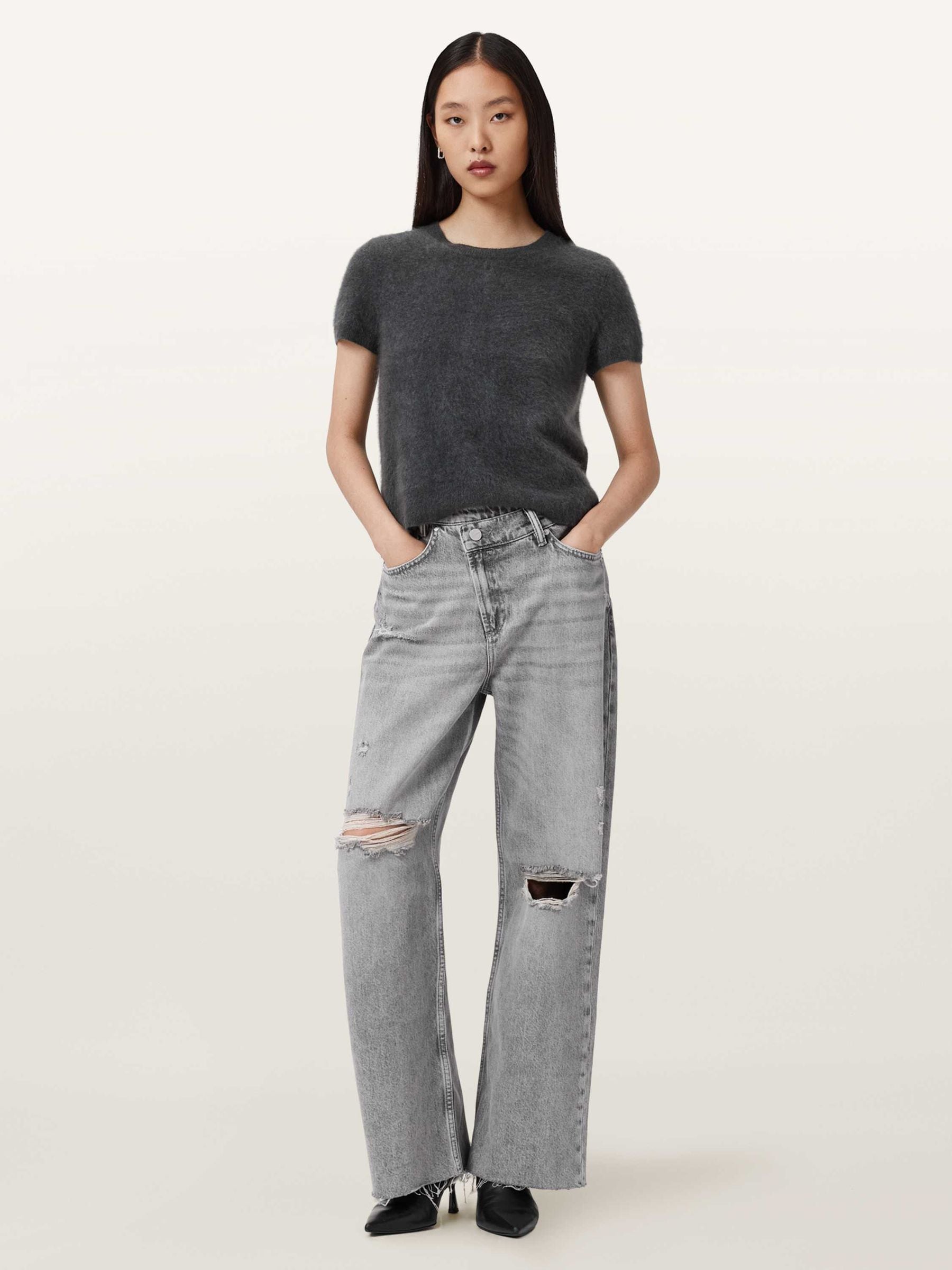 Buy AllSaints Grey Aki Crossover Jeans from Next USA