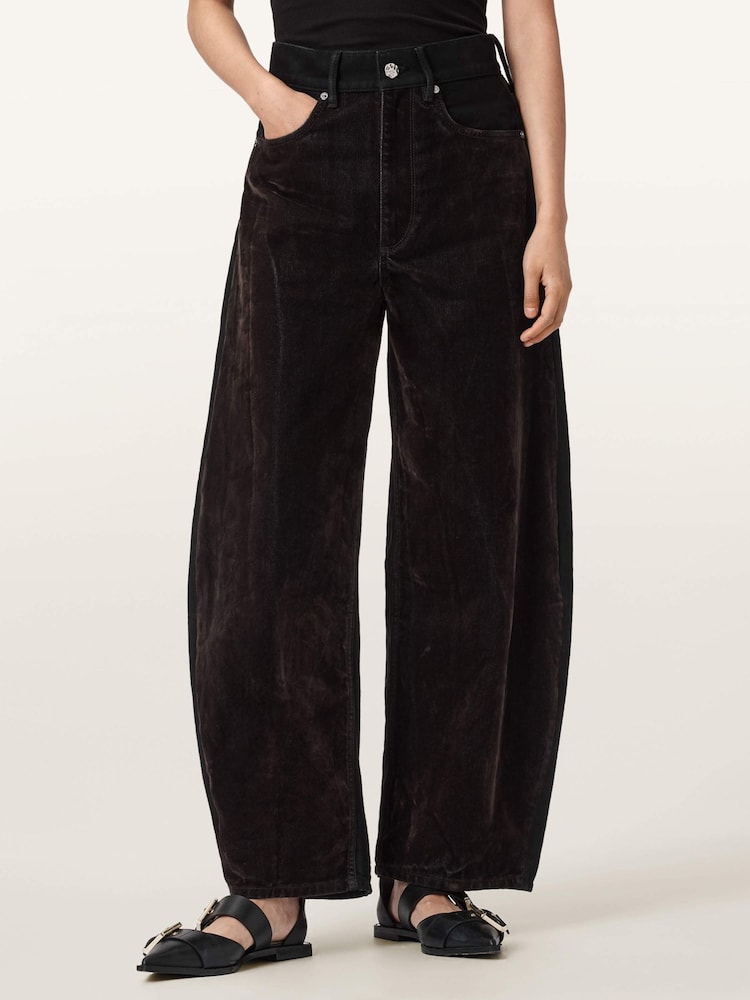 AllSaints Brown Helena Flocked Jeans - Image 1 of 6