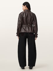 AllSaints Brown Helena Flocked Jeans - Image 4 of 6
