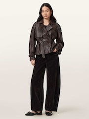 AllSaints Brown Helena Flocked Jeans - Image 5 of 6