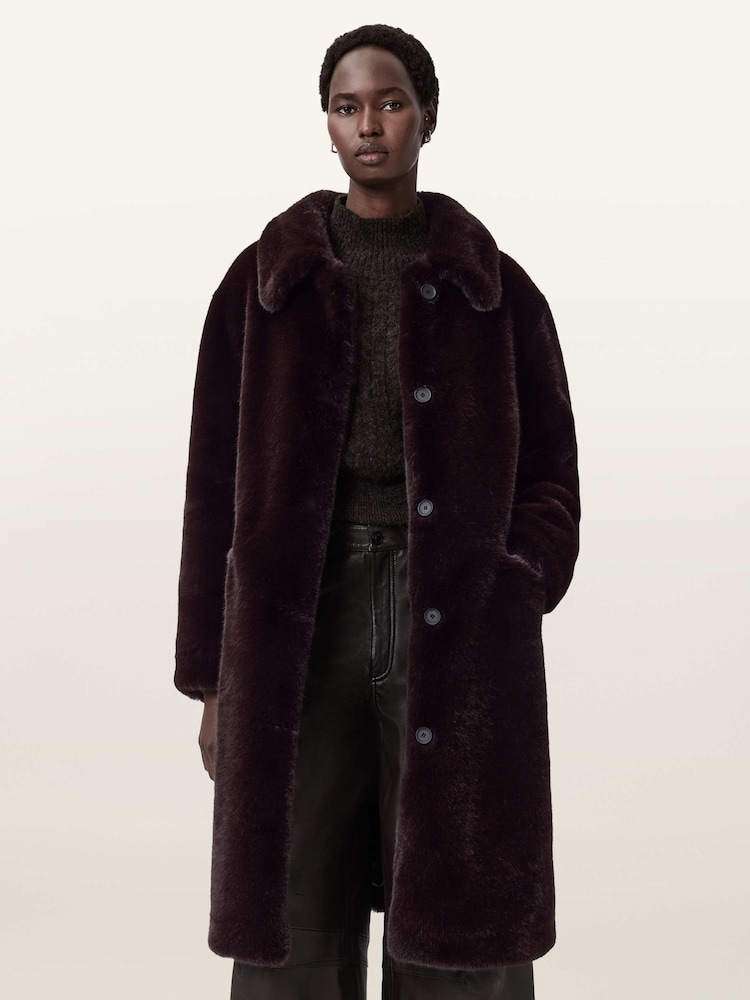 AllSaints Brown Sora Coat - Image 1 of 7 AllSaints Brown Sora Coat - Image 1 of 7