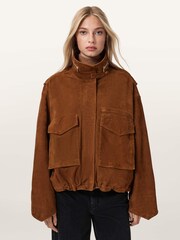 AllSaints Brown Clay Suede Jacket - Image 1 of 5