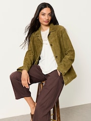 Erin Olive Green Petite Suede Jacket - Image 5 of 6