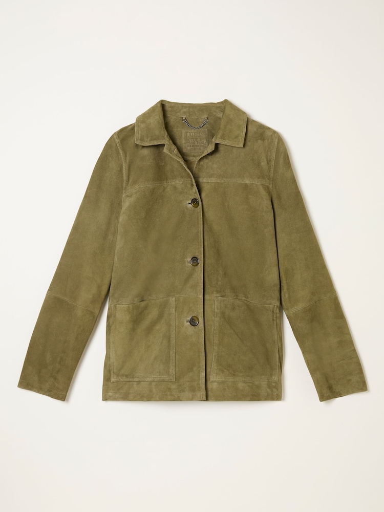 Erin Olive Green Petite Suede Jacket - Image 6 of 6