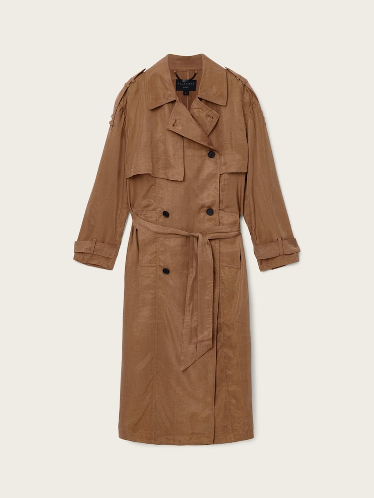 AllSaints Brown Linnie Trench Coat - Image 5 of 5