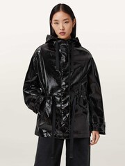 AllSaints Black Kelsie Shine Jacket - Image 2 of 7