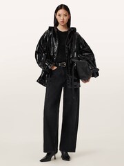 AllSaints Black Kelsie Shine Jacket - Image 3 of 7