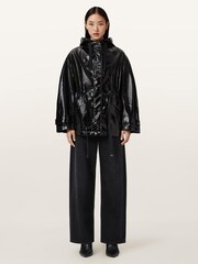 AllSaints Black Kelsie Shine Jacket - Image 6 of 7