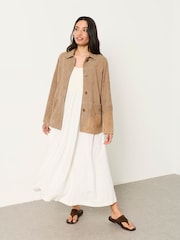 FatFace Erin Beige Suede Jacket - Image 3 of 6