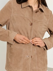 FatFace Erin Beige Suede Jacket - Image 4 of 6