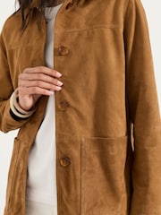 FatFace Erin Tan Brown Suede Jacket - Image 4 of 6