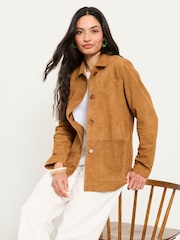FatFace Erin Tan Brown Suede Jacket - Image 5 of 6
