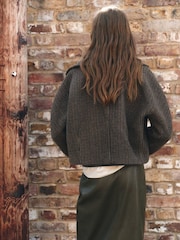 Mango Grey Tweed Check Crop Jacket - Image 2 of 5