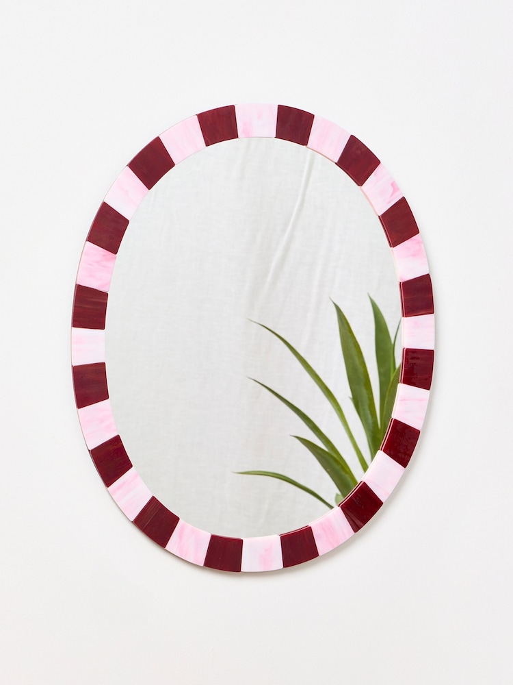 Oliver Bonas Pink Alyssa Coloured Glass Mirror - Image 1 of 4