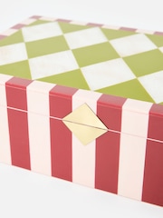 Oliver Bonas Burgundy Resin Harlequin Diamond Jewellery Box - Image 4 of 5