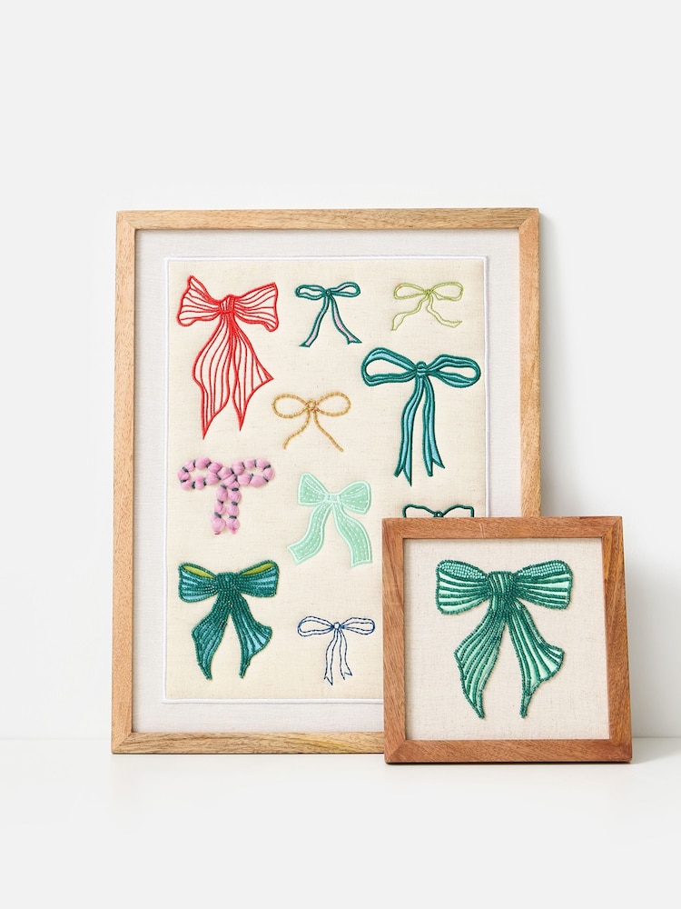 Oliver Bonas Natural Embroidered Bows Framed Wall Art - Image 4 of 4 Oliver Bonas Natural Embroidered Bows Framed Wall Art - Image 4 of 4