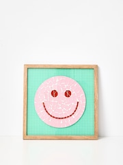 Oliver Bonas Pink Happy Face Framed Mosaic Wall Art - Image 1 of 4