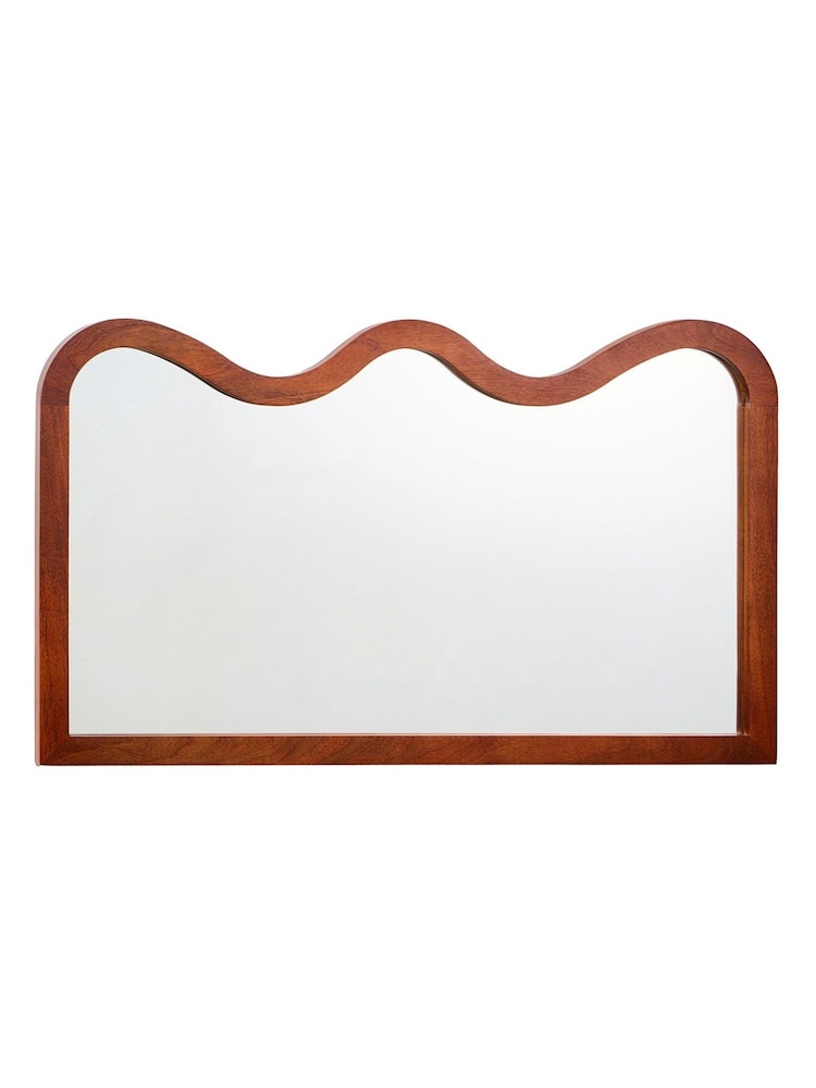 Oliver Bonas Brown Wiggle Wooden Large Mirror - Image 2 of 4 Oliver Bonas Brown Wiggle Wooden Large Mirror - Image 2 of 4