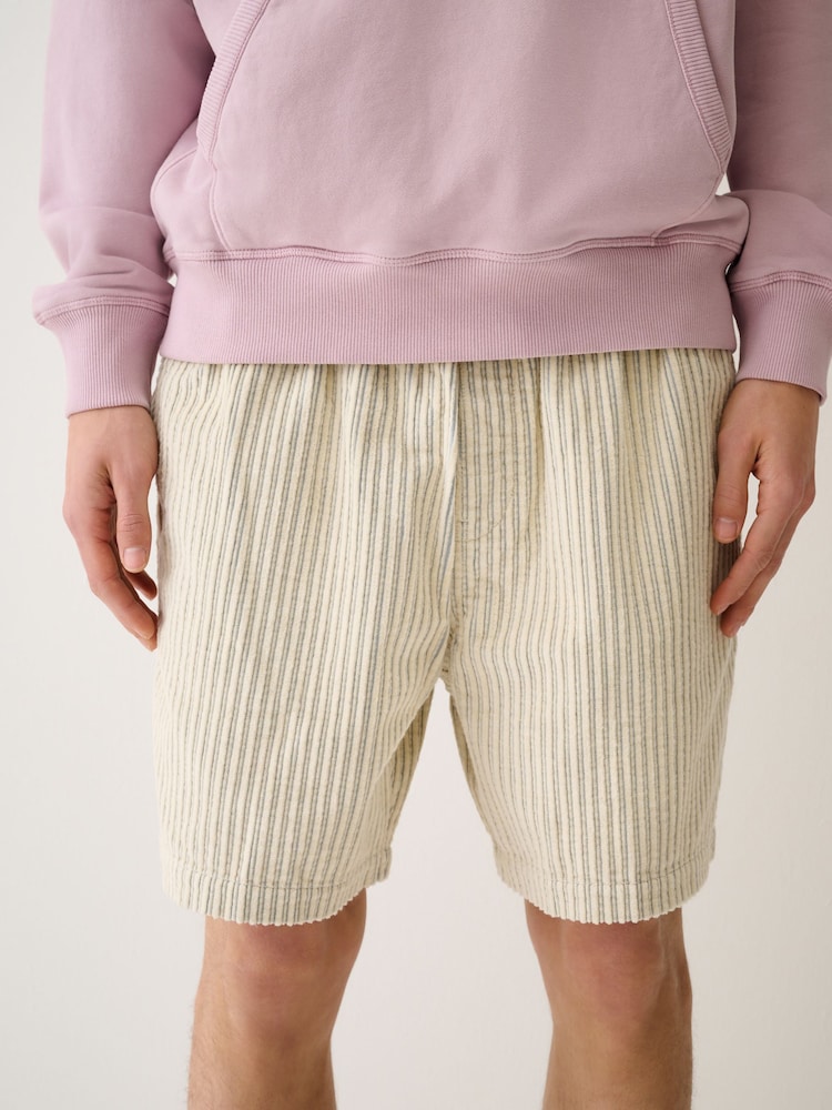 Ecru Elasticated Waist Jumbo Cord Shorts - Image 1 of 9 Ecru Elasticated Waist Jumbo Cord Shorts - Image 1 of 9