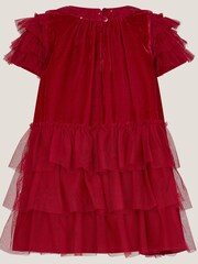 Monsoon Red Baby Alexandra Velvet Ruffle Party Dress - Image 3 of 4
