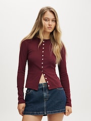 Cotton On Red Bailey Button Detail Cardigan - Image 1 of 4