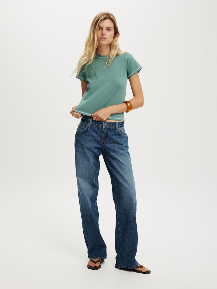 Cotton On Dark Blue Low Rise Straight Jeans - Image 1 of 8 Cotton On Dark Blue Low Rise Straight Jeans - Image 1 of 8