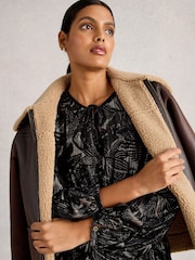 White Stuff Black Faye Devore Velvet Dress - Image 3 of 7