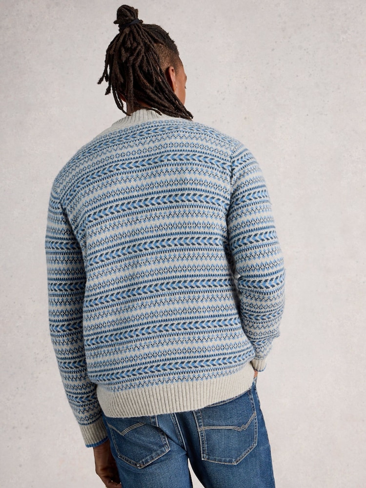 White Stuff Grey Kendal Fairisle Funnel Neck Jumper - Image 2 of 2