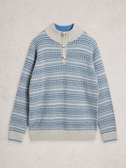 White Stuff Grey Kendal Fairisle Funnel Neck Jumper - Image 5 of 6