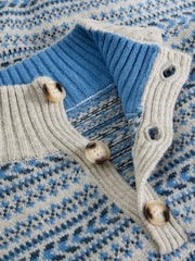 White Stuff Grey Kendal Fairisle Funnel Neck Jumper - Image 6 of 6