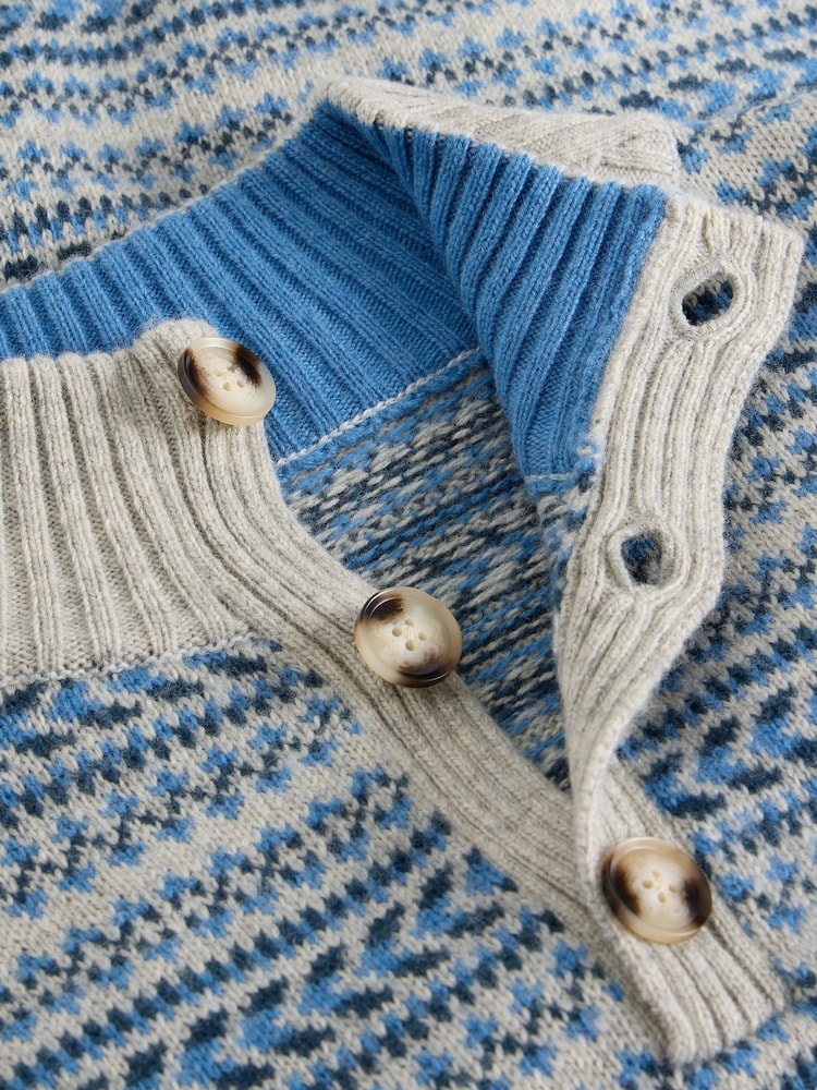 White Stuff Grey Kendal Fairisle Funnel Neck Jumper - Image 6 of 6