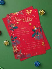 Hallmark Red Mum & Dad Floral Special Sentiment Christmas Card - Image 1 of 6