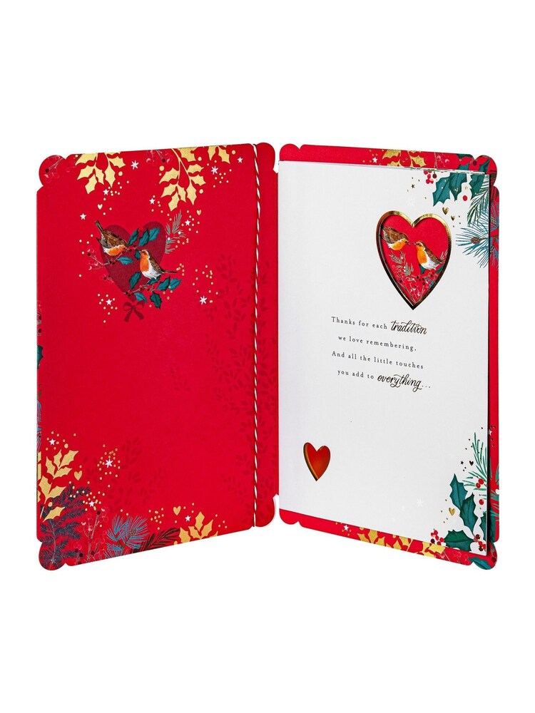 Hallmark Red Mum & Dad Floral Special Sentiment Christmas Card - Image 2 of 6