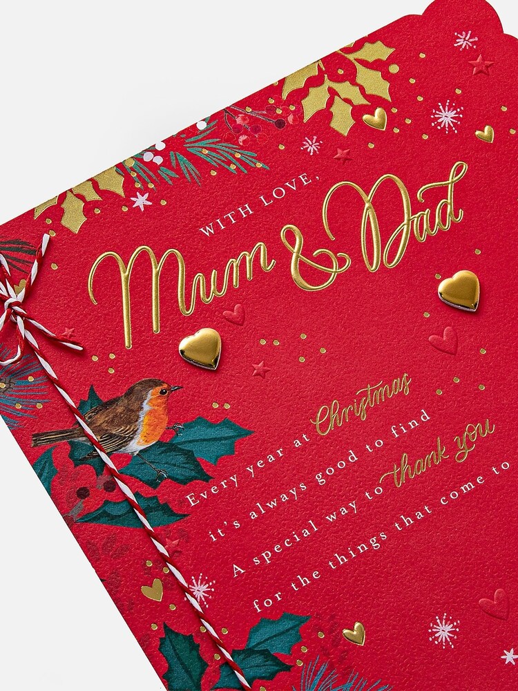 Hallmark Red Mum & Dad Floral Special Sentiment Christmas Card - Image 6 of 6
