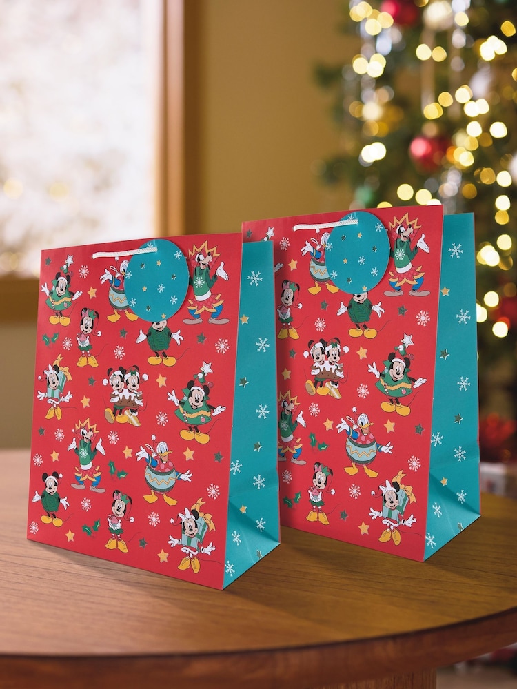 Hallmark Red 2 Large Disney Mickey Mouse Christmas Gift Bags - Image 1 of 5 Hallmark Red 2 Large Disney Mickey Mouse Christmas Gift Bags - Image 1 of 5