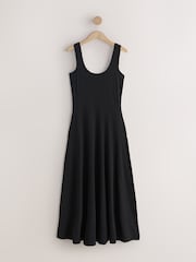 Black Square Neck Jersey Midi Dress - Image 5 of 7