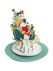 Hallmark Green Music & Motion 3D Santa & Sleigh Christmas Card - Image 2 of 6
