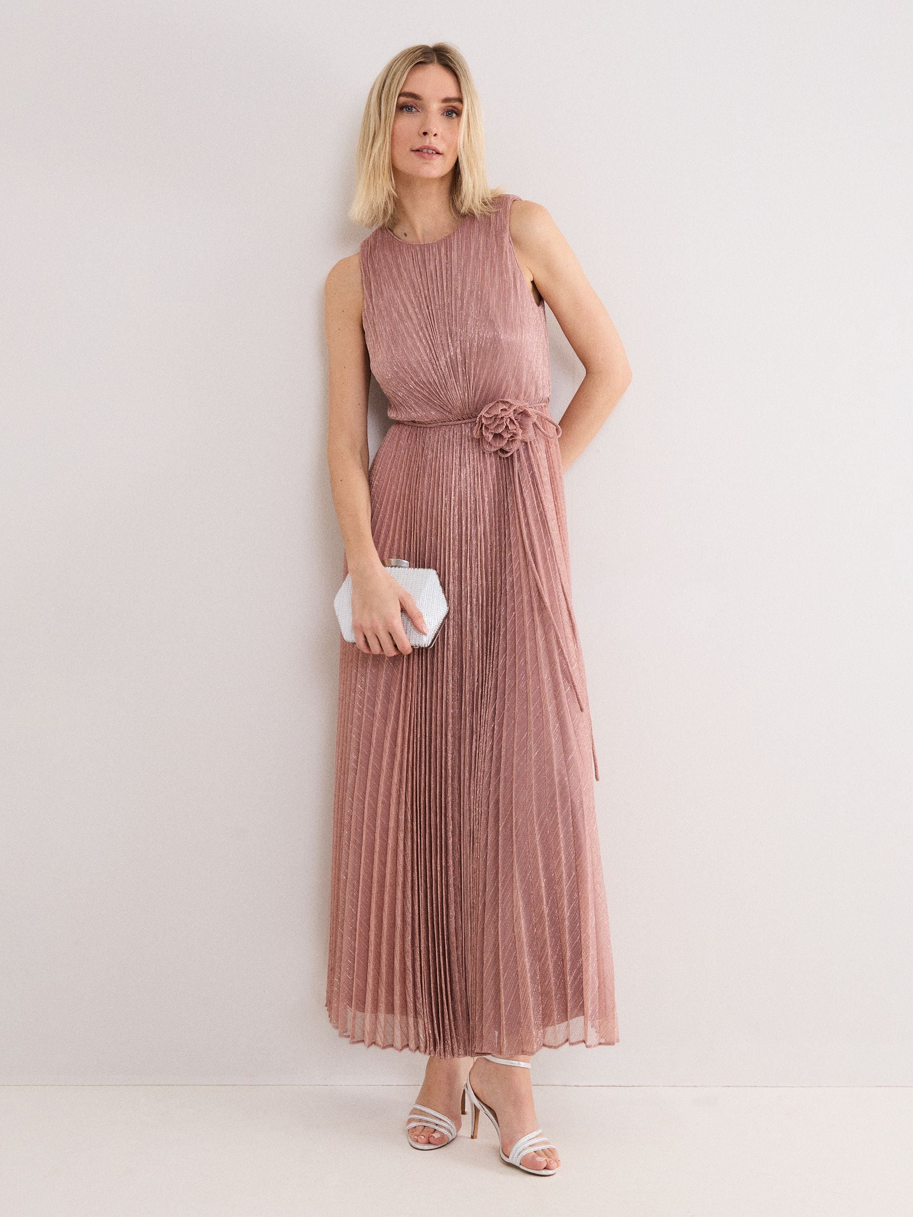 Buy Phase Eight Pink Petite Simara Plisse Dress from Next USA