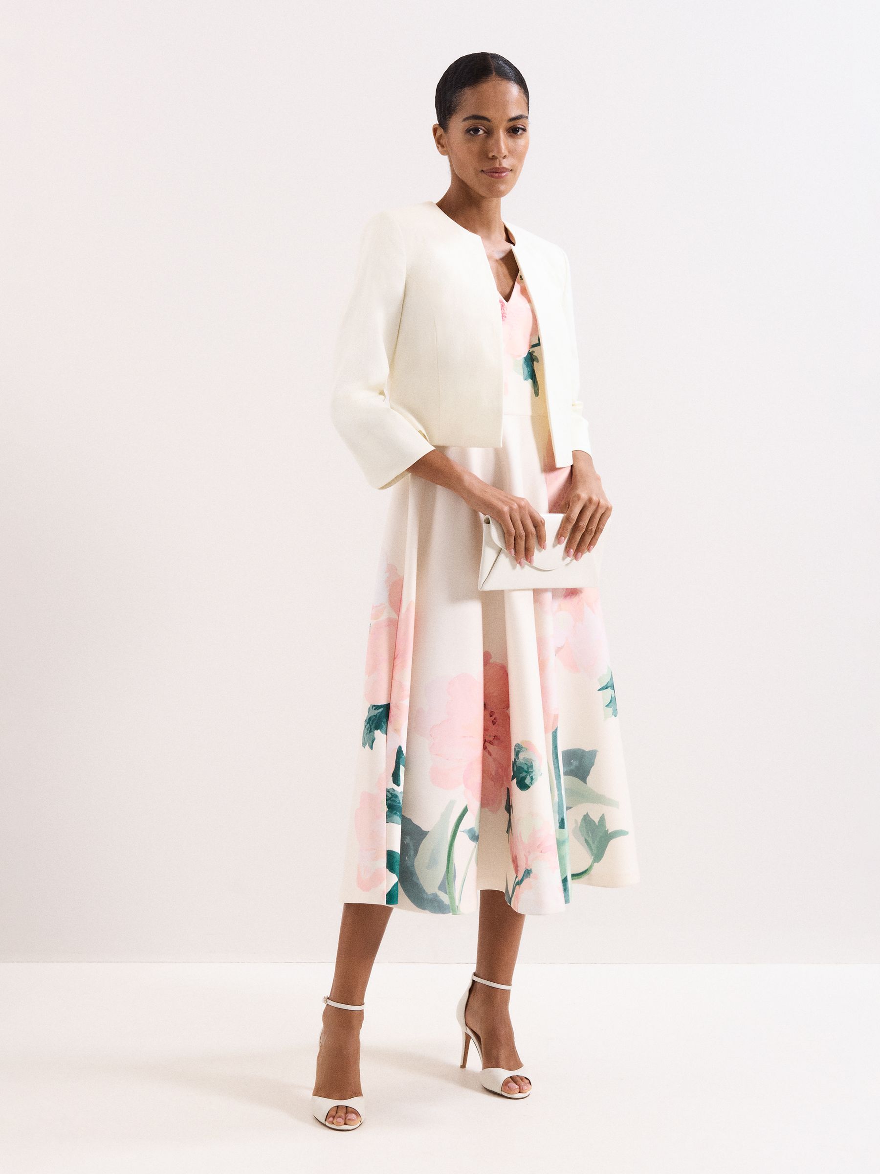 Phase Eight Women's Off White Cropped Round Neck Jacket In White | Size: 26 - Image 6