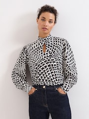 Phase Eight Brown Isla Geo Printed Blouse - Image 1 of 1