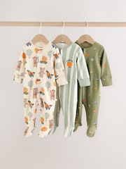 Sage Green Pumpkin Baby Sleepsuit 3 Pack (0mths-2yrs) - Image 1 of 13