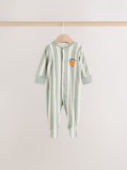 Sage Green Pumpkin Baby Sleepsuit 3 Pack (0mths-2yrs) - Image 3 of 13