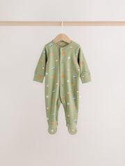 Sage Green Pumpkin Baby Sleepsuit 3 Pack (0mths-2yrs) - Image 4 of 13